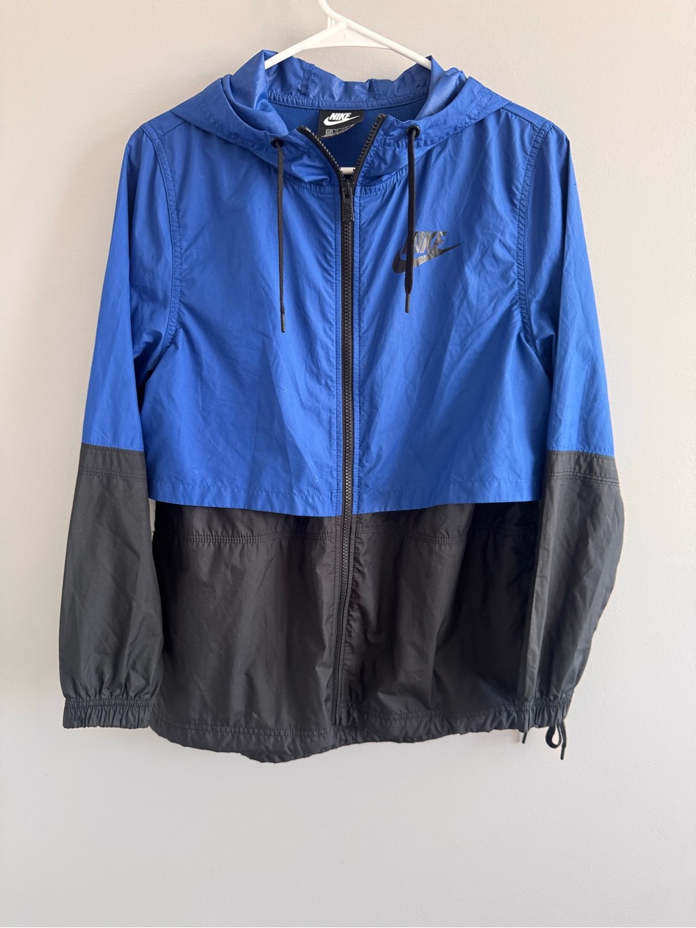 Nike Windrunner Hooded Windbreaker Jacket Blue Black XS Full Zip